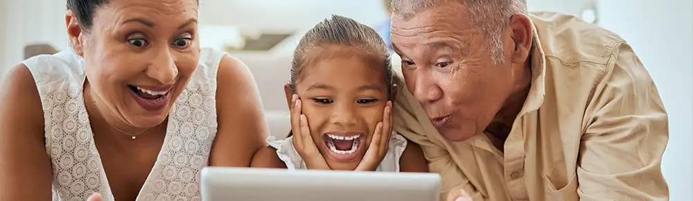 Family doing telehealth on an iPad