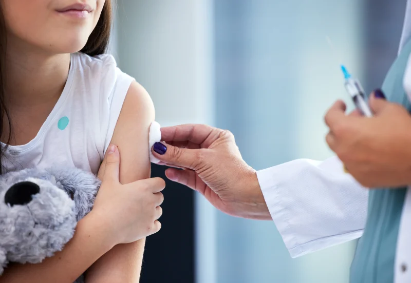 A child being vaccinated